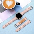 Miniatyrbild 2 av 5: Läderarmband Kompatibelt med Fitbit Versa 3/Fitbit Sense 2/Sense, Äkta Läder Elegant Ersättningsarmband, Ljusrosa