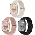 Miniatyrbilde 1 av 5: 3-pk flettet Solo Loop kompatibel med Apple Watch armbånd 40 mm 38 mm 41 mm for kvinner og menn, justerbar nylon elastisk sportsarmbånd A A 38/40/41mm