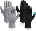 Vinter Touchscreen Handsker, Fleeceforet Akrylstrik, Unisex Til Løb, Cykling Og Kørsel, 2 Par, Sort Og Grå, 23 X 11 Cm