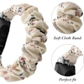 Miniatyrbillede 3 af 5: MEFEO Scrunchies kompatible med Fitbit Inspire 2 Remme/Inspire Hvid/Kaprifol (Small, Hvid/Kaprifol)