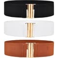 Stretchiga Dambälten 3-Pack Bred Elastisk Midjeband med Spänne