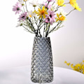 Miniatyrbilde 5 av 5: Dekorativ vase, moderne halvtransparent grå, vase for kontor, hjem, flat, ananasstruktur
