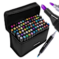 Miniatyrbillede 1 af 5: 80-pak - Tusser med etui farveblyanter dobbeltsidede penne_ca Multicolor multifärg