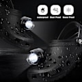 Miniatyrbilde 3 av 4: 2 stk., 3-modus LED-lommelykt, campingtilbehør, lamper som varer 145 timer, vanntett skodekorasjon Croc-frontlykt (svart) Svart Blå