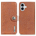 Miniatyrbilde 1 av 5: KHAZNEH iPhone 16-etui i skinn med kornstruktur - Brun