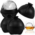 Isformar i silikon, 3-pack, 3 tum runda isbitsformar med inbyggd tratt för whisky, svart