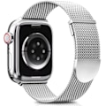 Miniatyrbilde 1 av 5: Apple Watch-armbånd 49 mm – Dobbel magnetisk justerbar erstatningsrem – Sølv Glatt Rustfritt Stål Metall