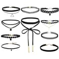 10-pack Choker Halsband Svart Klassisk Sammet Stretch Gothic