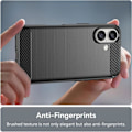 Miniatyrbillede 3 af 4: Etui + 2 stk hærdet glas til iPhone 16, silikonecover Sort stållinjemønster Black
