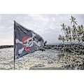 Pikkukuva 5 / 5: Merirosvolippu ulkokäyttöön ja merirosvojuhliin (2 kpl, musta + punainen)
