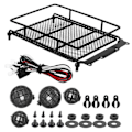 Miniatyrbilde 3 av 5: Metall Takstativ Bagasjebærer med LED-lys Passer for MN 1/12 RC Crawler MN90 / MN90K Svart