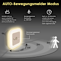 Miniatyrbillede 2 af 4: Dæmpbar LED-natlampe med bevægelsessensor Sæt med 2 natlamper Stikkontakter Trinløst justerbar lysstyrke 3 tilstande (Auto/On/Off) Orienteringslys