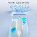 Miniatyrbillede 2 af 4: 120W USB oplader Hurtigopladning QC3.0 USB C-kabel Type C-kabel Mobiltelefonoplader til Huawei Samsung Xiaomi Quick Charge EU-Hvid-10A