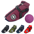 Miniatyrbilde 2 av 5: Varm vanntett jakke med sele for hund Vinter Komfortabel bomullsklær Vattert vest for små mellomstore hunder Black S_ca Black S
