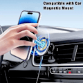 Miniatyrbild 4 av 4: iPhone 16-fodral - Glittrande skydd med silver roterande magnetisk ring i krom Blue