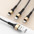 Pikkukuva 2 / 5: 3-in-1 Universaalikaapeli [1.3M] Multi USB Nylonlatauskaapeli Micro USB Type C Lightning-kaapelilla iPhone, Samsung Galaxy, Huawei, Honor -puhelimille.