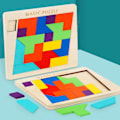 Miniatyrbild 1 av 2: Träpussel Formblock Tangram Hjärngympa Leksak Geometri Logik IQ-Spel Färg Hjärta Stor