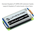 Miniatyrbillede 3 af 5: CASA 2.13-tommer E-Ink Display HAT, Sort, Hvid Tofarvet 250X122 Pixel E-Paper Skærm LCD til Raspberry P