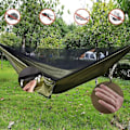 Miniatyrbillede 3 af 5: Hængekøje med myggenet og presenning samt stropper, 200 kg lastkapacitet, 290 x 140 cm, letvægts åndbar dobbelthængekøje i nylon - Perfet-Xin