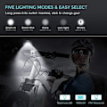 Miniatyrbillede 3 af 4: 1000 Lumen USB Genopladeligt Sæt, 3 LED Cykellygter Super Stærk Forlygte Ipx5 Vandtæt Cykelsikkerhedslygte 360 Rotation 3-Tilstande