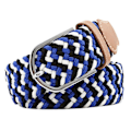 Miniatyrbild 1 av 5: 41 * 1,3 tum Unisex Elastiskt Tyg Flätat Stretchbälte Avslappnat Herr- och Dammidjebälte med PU-Läder Spänne, Beige+Blå beige+blue