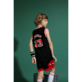 Miniatyrbild 3 av 4: Michael Jordan No.23 Baskettröja Set Bulls Uniform för barn tonåringar W T Svart White XL (150-160CM)