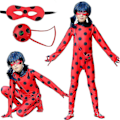 Miniatyrbilde 3 av 5: Bimirth Jentebarne-Nyklepigakostyme for Halloween-fest, Jumpsuit Fancy Dress Kostyme med Øyebind, Parykk, Veske - Yky Yz 140 (130-140CM) 140(130-140CM)