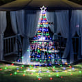 Miniatyrbilde 5 av 5: Utendørs julelys, 350 LED-lamper Vattenfall Juletrelys 8 Lysmoduser Fe-lys med fjernkontroll for hagefest Bryllupsdekor