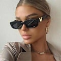 Pikkukuva 5 / 5: Vintage Kissan Silmä Aurinkolasit Naiset 2023 Trendi Luksus V Merkki Suunnittelija Aurinkolasit Naiset Lasit Uv400 Gafas De Sol Mujer samppanja punainen Kuten kuvassa