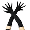 Miniatyrbillede 1 af 5: Halloween-handsker Voksne Halloween-kløer Lange sorte dyrefødder Handsker med uhyggelige lange negle Sjovt spøgelse Sorte negle Black Nails