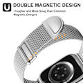 Miniatyrbilde 2 av 5: Apple Watch-armbånd 49 mm – Dobbel magnetisk justerbar erstatningsrem – Sølv Glatt Rustfritt Stål Metall