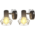 Miniatyrbillede 2 af 4: DPZO Væglampe 2 stk. industriel stil sort med LED-pære.ca