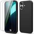 Miniatyrbillede 1 af 4: Etui til iPhone 16 med 2 stk hærdet glas - Blødt silikone Anti-Scratch-beskyttelse - Sort 16