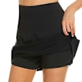 Miniatyrbillede 5 af 5: Anti-gnidnings Active Skorts Superbløde Komfortable Dame Atletiske Letvægts Nederdele Med Shorts LGL Black L