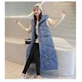 Miniatyrbilde 2 av 5: Lang vattert vest for kvinner, vintervest, overgangsvest, vinterjakke, lang vest, vintervest, lett, varm, vattert, avslappet, glidelås, puffer Ja LGL BLUE M