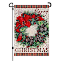 Miniatyrbillede 1 af 5: Julehaveflag Garland, 30x45 cm dobbeltsidet burlap plaid kant dekorativ Garland Buffalo Plaid Burlap haveflag (LGL)