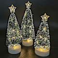Miniatyrbild 1 av 5: Miniatyr julgran i cederträ med LED-lampor, 3-pack julgran dekorativ nattlampa