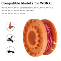 Miniatyrbillede 2 af 5: Sæt med 6 spoleklippere til Worx WA0004.1/WA0010, kompatibel med Worx WG154 WG163 WG180 WG175 WG155 WG151 WG160 (6 spoler + 2 hætter) (LGL)