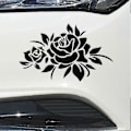 Miniatyrbillede 4 af 5: Sort Blomst Bilmærkat, Anti-ridse Dørmærkat Beskyttelse Vinyl Grafikmærkat til Bilhjelm Reflekterende Kofangermærkat - GOD LGL