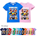 Miniatyrbilde 1 av 2: Ny Sommer Casual Kort Ermet T-skjorte for Gutter og Jenter Roblox Barne Bomulls T-skjorte Topp LGL Black 2-3Years