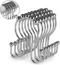 12-pack Duschdraperikrokar Rostfria Dubbla Glidande Anti-Fall Krokar (Krom) (LGL)