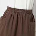 Miniatyrbillede 5 af 5: ZANZEA Dame Ensfarvet Elastisk Talje Casual Bomuld Lange Nederdele LGL beige 2XL