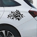Miniatyrbillede 3 af 5: Sort Blomst Bilmærkat, Anti-ridse Dørmærkat Beskyttelse Vinyl Grafikmærkat til Bilhjelm Reflekterende Kofangermærkat - GOD LGL