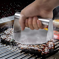 Miniatyrbild 4 av 5: Burgerpress i Rostfritt Stål, 5,5 Tum, Rund Burger Smasher, Icke-Klibbig Bacon- och Grillpress (LGL) Silver