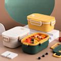 Miniatyrbillede 4 af 5: 1000ML Madkasse Dobbelt Lag Lækagesikker Plastik Lås Spænde Bento Boks Husholdningsartikler (LGL)