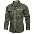 Miniatyrbilde 1 av 4: 2023 Army Tactical Skjorter Menn Vår Høst Militær Casual Slim Cargo Topper Utendørs Slitesterk Langermet Arbeidsskjorte LGL army green M