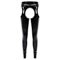 Miniatyrbild 1 av 5: Sexiga grenlösa byxor med öppen rumpa, exotiska byxor, dam, hög midja, wetlook PU-läder, utskurna leggings, poledance, nattklubbskläder LGL 4XL Black