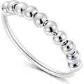Miniatyrbillede 1 af 5: 925 Sterling Sølv Anti Angst Ring til Kvinder og Mænd, Angstlindrende Ring, Fidget Spinner Ring med Perler (6) (LGL)