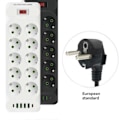 Miniatyrbillede 5 af 5: EU Stik AC Stikkontakt Strømskinne Multitap Elektrisk Stik med 4 USB Porte Hurtig Opladning Multiprise Netværk (LGL)