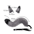 Miniatyrbillede 2 af 5: Faux Fur Kat Fox Ulv Pelsagtig Hale Og Clip Ører Til Halloween Fest Kostume Tilbehør Ulv LGL grey black